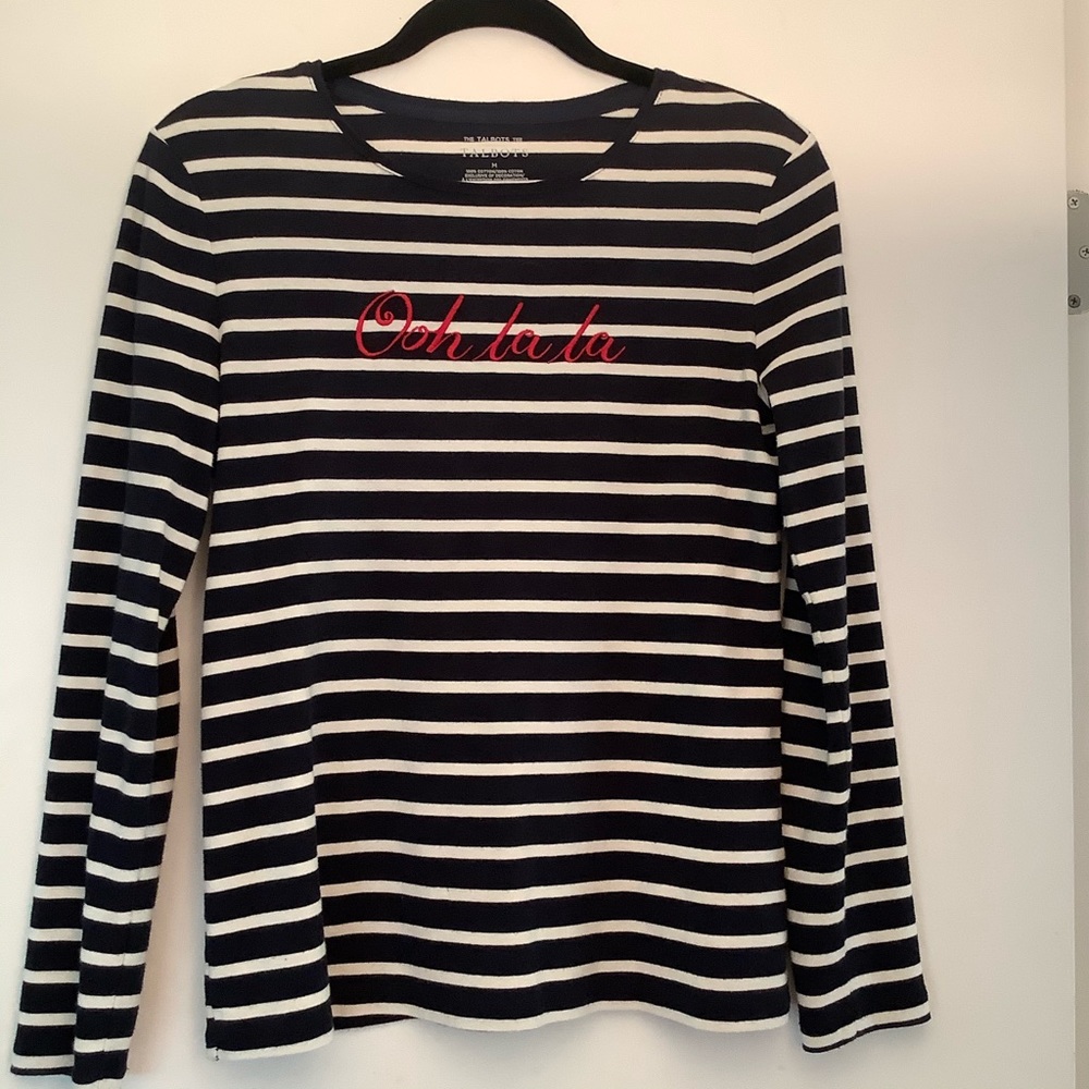 Talbots French stripe long sleeve tee Sz M